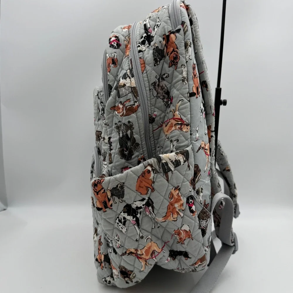 Vera Bradley Best in Show Dog Print Quilted Cotton Backpack Gray Multi Pocket